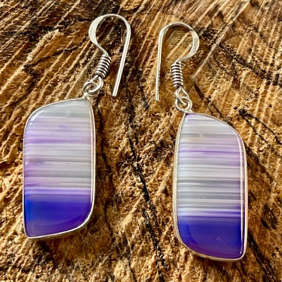Purple Botswana Agate Earrings 1 7/8” - Picture 7 of 11